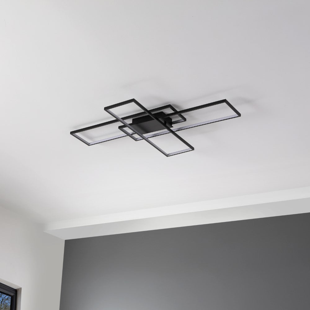 Vala 39" Contemporary Minimalist Metal Adjustable Dimmable Geometric Integrated LED Flush Mount