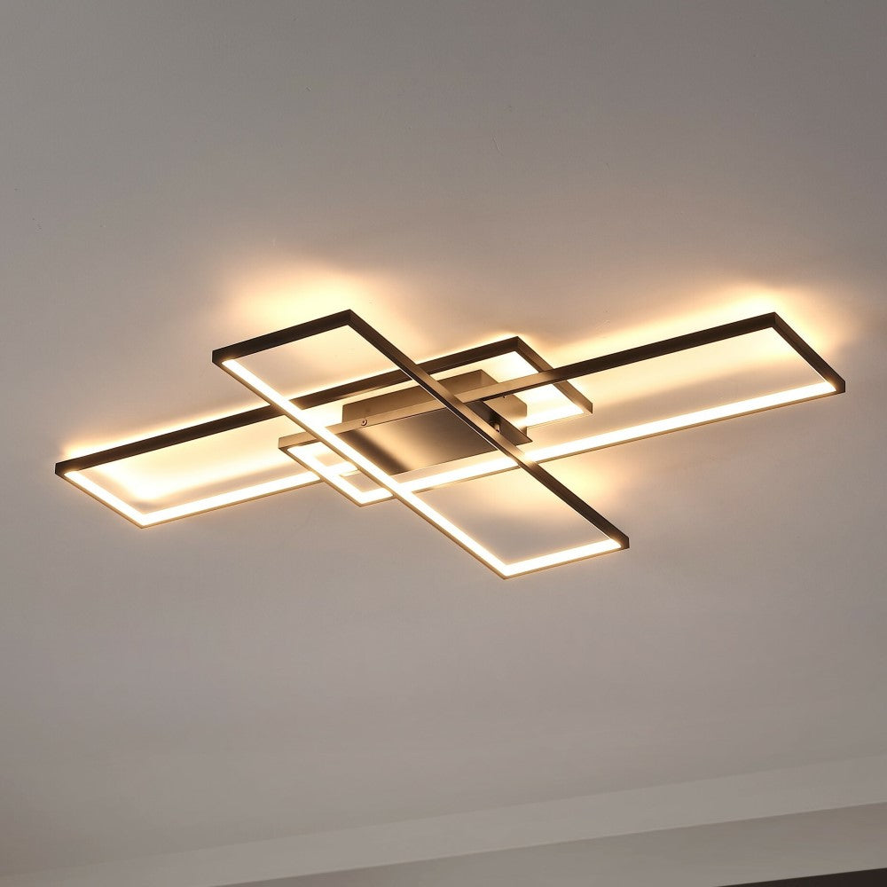 Vala 39" Contemporary Minimalist Metal Adjustable Dimmable Geometric Integrated LED Flush Mount