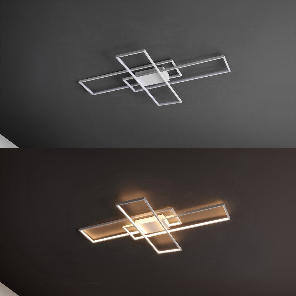 Vala 39" Contemporary Minimalist Metal Adjustable Dimmable Geometric Integrated LED Flush Mount