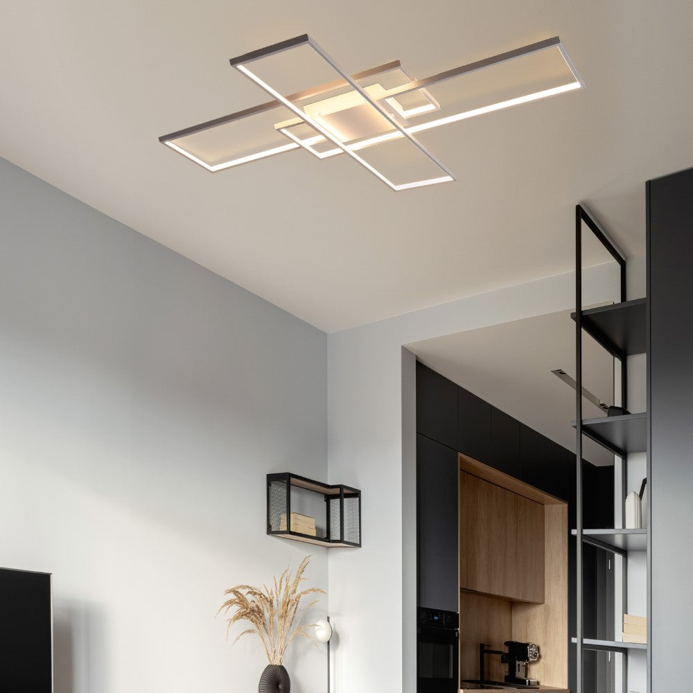 Vala 39" Contemporary Minimalist Metal Adjustable Dimmable Geometric Integrated LED Flush Mount