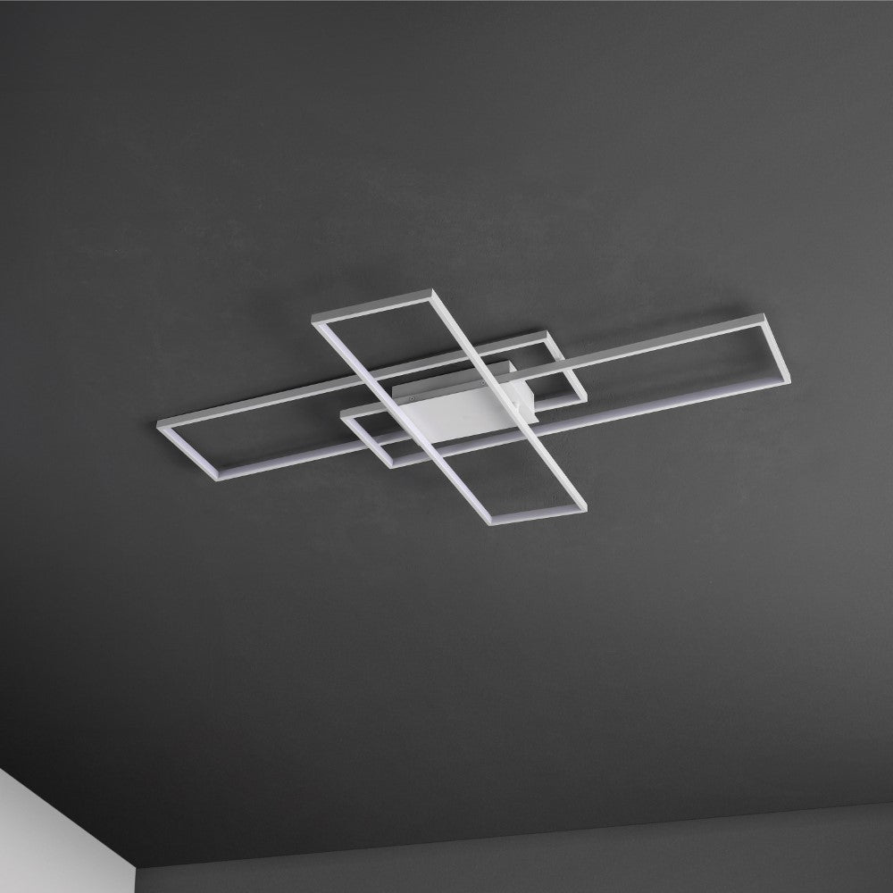 Vala 39" Contemporary Minimalist Metal Adjustable Dimmable Geometric Integrated LED Flush Mount