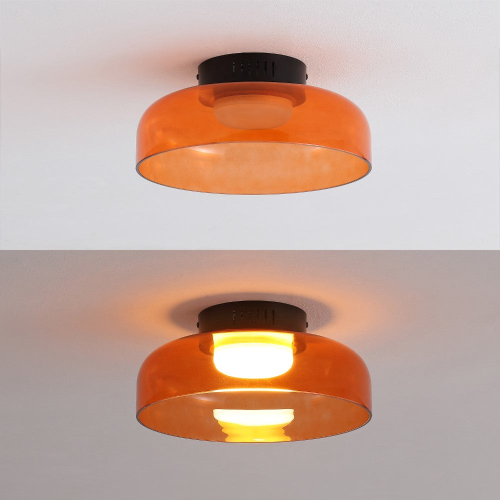 Orly 12" Modern Minimalist Iron/Glass Dimmable Integrated LED Flush Mount