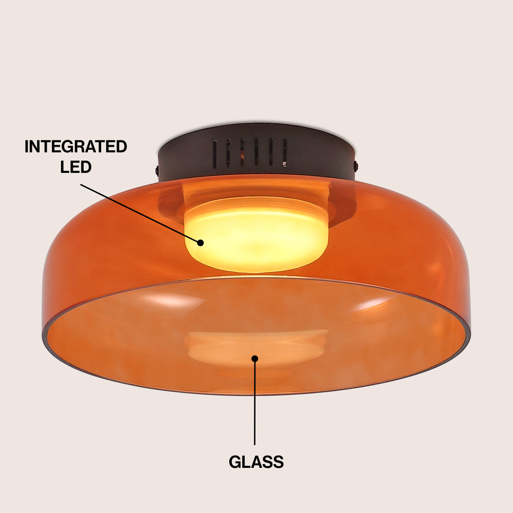 Orly 12" Modern Minimalist Iron/Glass Dimmable Integrated LED Flush Mount