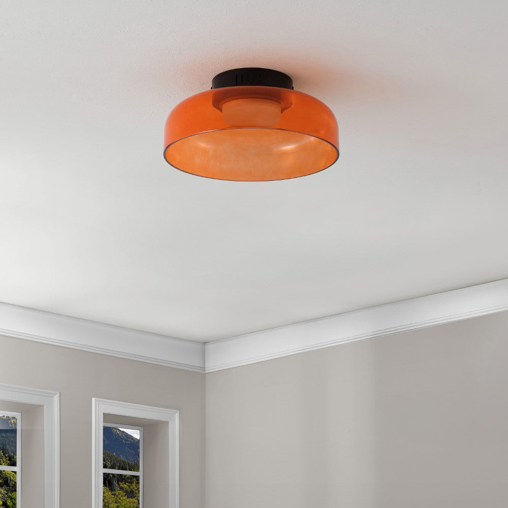 Orly 12" Modern Minimalist Iron/Glass Dimmable Integrated LED Flush Mount