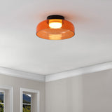 Orly 12" Modern Minimalist Iron/Glass Dimmable Integrated LED Flush Mount