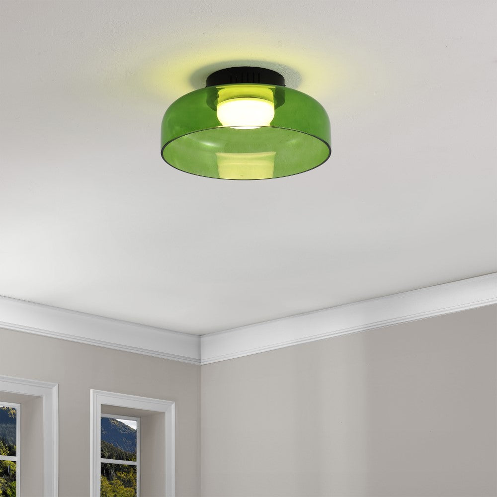 Orly 12" Modern Minimalist Iron/Glass Dimmable Integrated LED Flush Mount