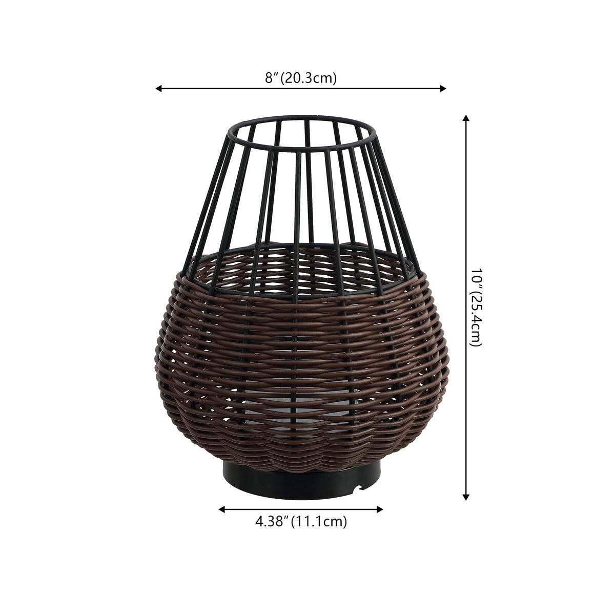 Lyra 10" Modern Rustic Decorative Indoor/Outdoor Faux Wicker Rechargeable/Cordless Dimmable Integrated LED Table Lamp, Set of 2