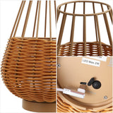 Lyra 10" Modern Rustic Decorative Indoor/Outdoor Faux Wicker Rechargeable/Cordless Dimmable Integrated LED Table Lamp, Set of 2