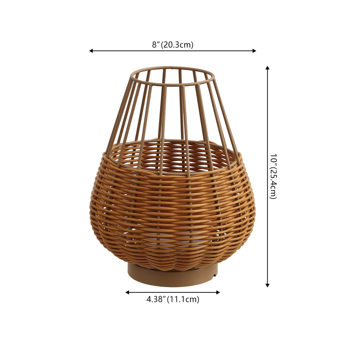 Lyra 10" Modern Rustic Decorative Indoor/Outdoor Faux Wicker Rechargeable/Cordless Dimmable Integrated LED Table Lamp, Set of 2