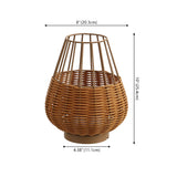 Lyra 10" Modern Rustic Decorative Indoor/Outdoor Faux Wicker Rechargeable/Cordless Dimmable Integrated LED Table Lamp, Set of 2