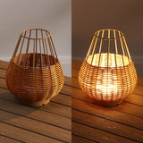 Lyra 10" Modern Rustic Decorative Indoor/Outdoor Faux Wicker Rechargeable/Cordless Dimmable Integrated LED Table Lamp, Set of 2
