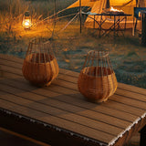 Lyra 10" Modern Rustic Decorative Indoor/Outdoor Faux Wicker Rechargeable/Cordless Dimmable Integrated LED Table Lamp, Set of 2