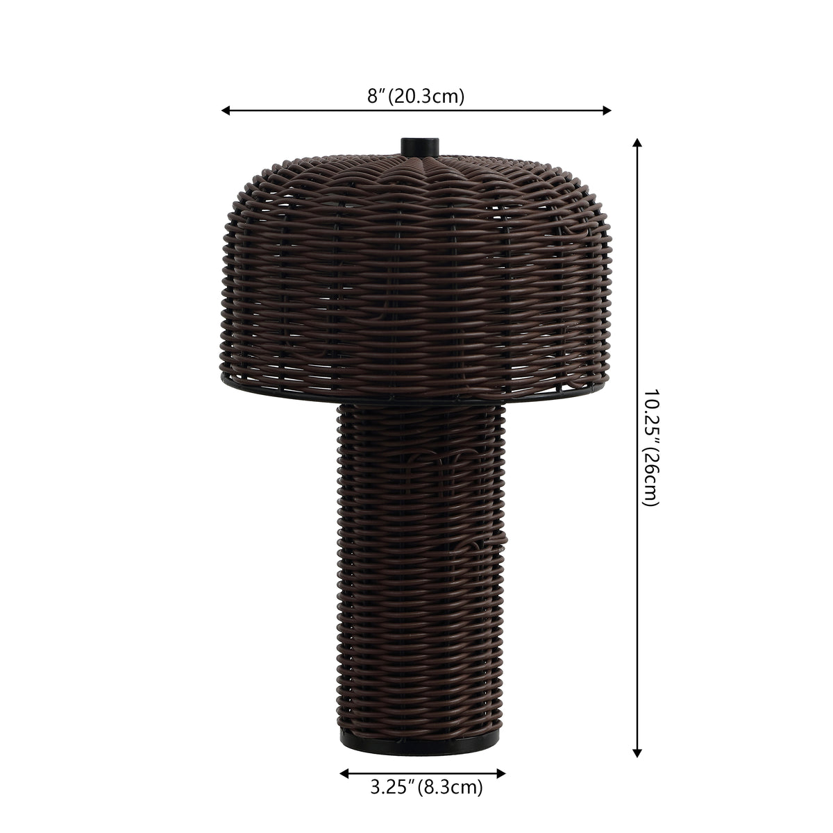 Eagle 10" Modern Scandinavian Indoor/Outdoor Faux Wicker Rechargeable/Cordless Dimmable Integrated LED Table Lamp, Set of 2