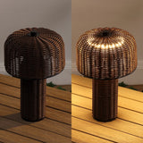 Eagle 10" Modern Scandinavian Indoor/Outdoor Faux Wicker Rechargeable/Cordless Dimmable Integrated LED Table Lamp, Set of 2