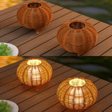 Garner 5.75" Modern Bohemian Indoor/Outdoor Faux Rattan Lantern Rechargeable/Cordless Dimmable Integrated LED Table Lamp Set 2