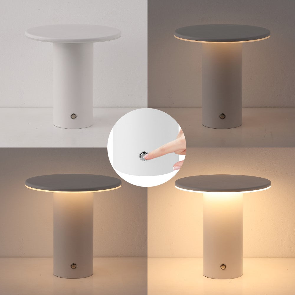 Ewell 7.5" Modern Minimalist Column Rechargeable/Cordless Dimmable Integrated LED Table Lamp with Touch Sensor Set 2