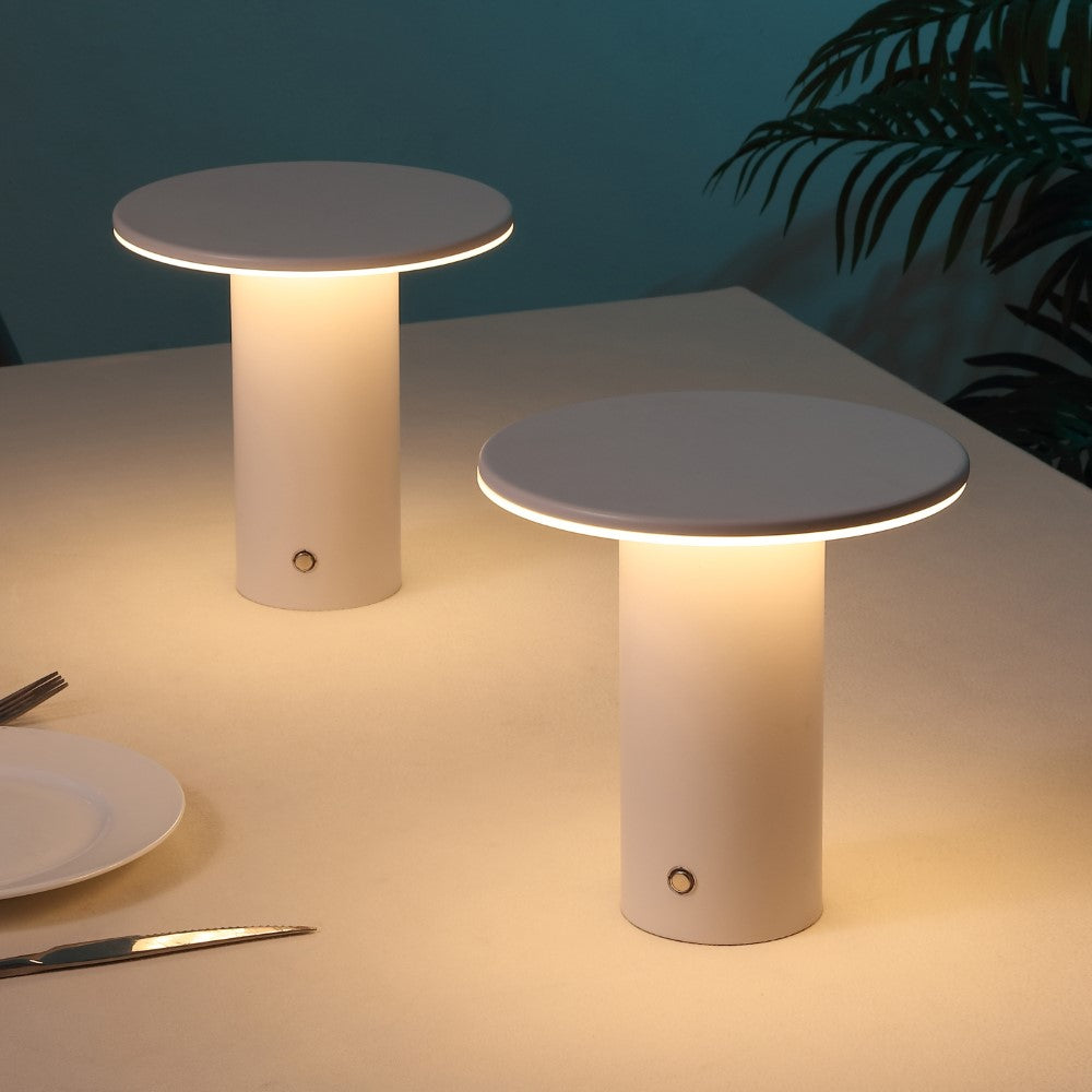 Ewell 7.5" Modern Minimalist Column Rechargeable/Cordless Dimmable Integrated LED Table Lamp with Touch Sensor Set 2