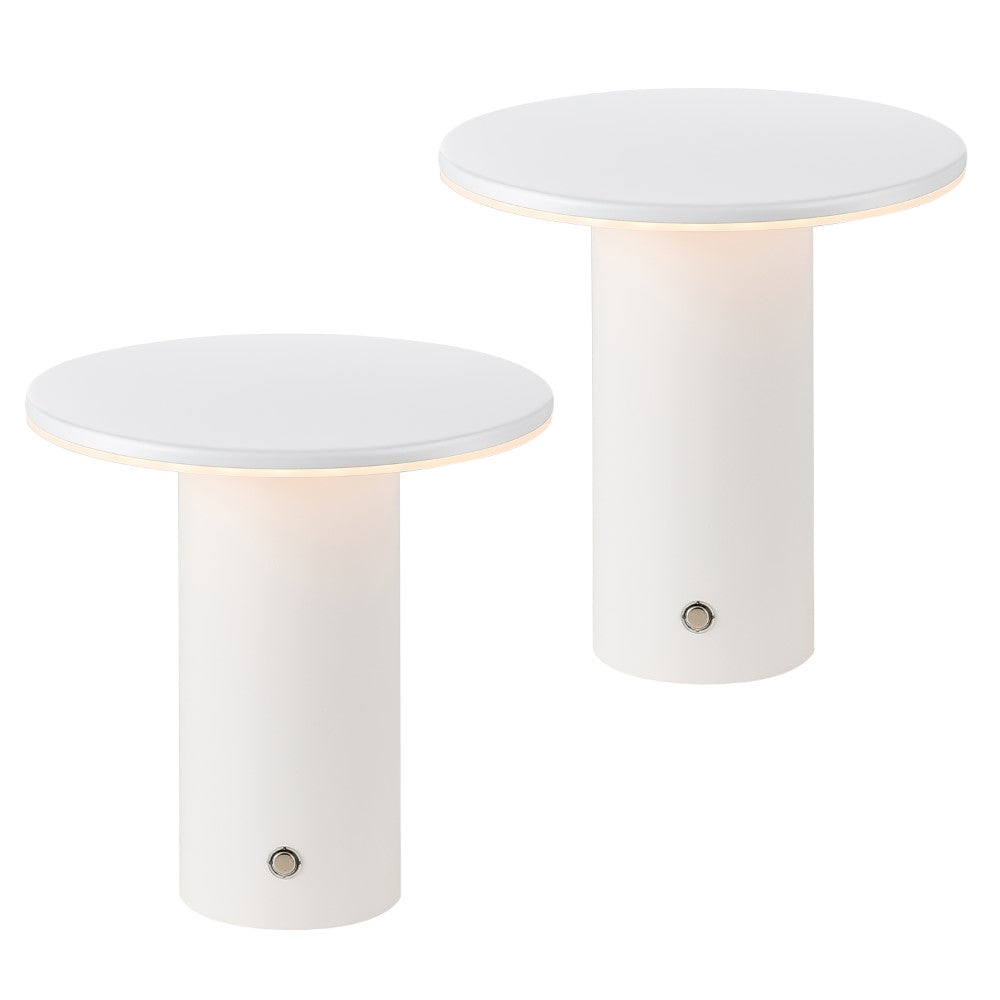 Ewell 7.5" Modern Minimalist Column Rechargeable/Cordless Dimmable Integrated LED Table Lamp with Touch Sensor Set 2