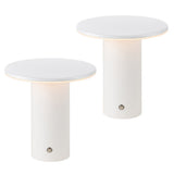 Ewell 7.5" Modern Minimalist Column Rechargeable/Cordless Dimmable Integrated LED Table Lamp with Touch Sensor Set 2