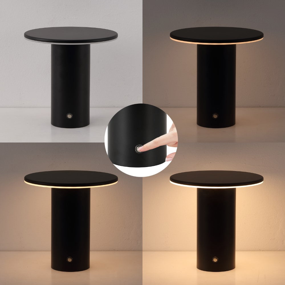 Ewell 7.5" Modern Minimalist Column Rechargeable/Cordless Dimmable Integrated LED Table Lamp with Touch Sensor Set 2
