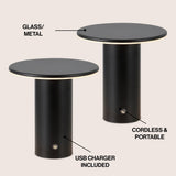 Ewell 7.5" Modern Minimalist Column Rechargeable/Cordless Dimmable Integrated LED Table Lamp with Touch Sensor Set 2