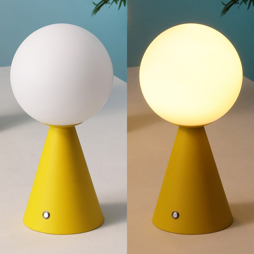 Helios 11.75" Modern Minimalist Globe Rechargeable/Cordless Dimmable Integrated LED Table Lamp with Touch Sensor Set 2
