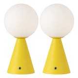 Helios 11.75" Modern Minimalist Globe Rechargeable/Cordless Dimmable Integrated LED Table Lamp with Touch Sensor Set 2