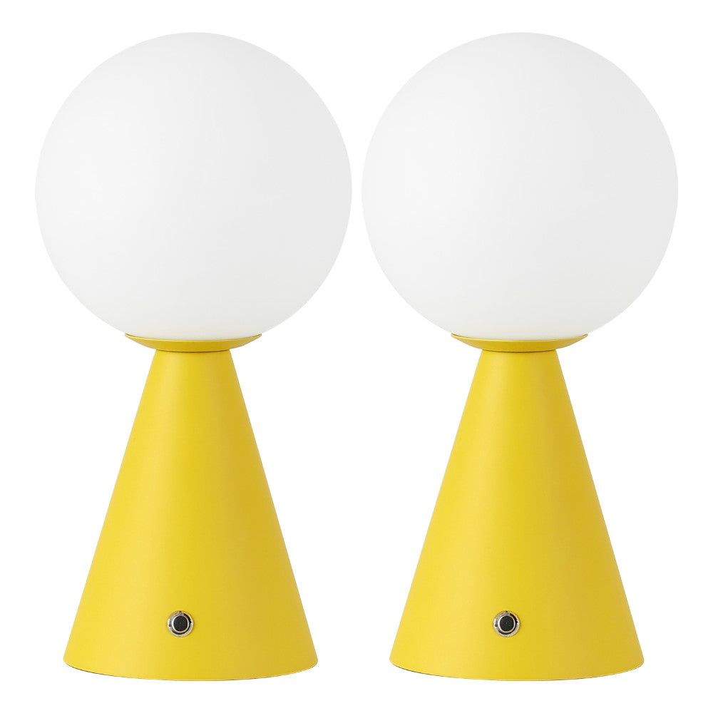 Helios 11.75" Modern Minimalist Globe Rechargeable/Cordless Dimmable Integrated LED Table Lamp with Touch Sensor Set 2