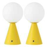 Helios 11.75" Modern Minimalist Globe Rechargeable/Cordless Dimmable Integrated LED Table Lamp with Touch Sensor Set 2