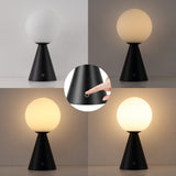Helios 11.75" Modern Minimalist Globe Rechargeable/Cordless Dimmable Integrated LED Table Lamp with Touch Sensor Set 2