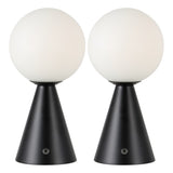 Helios 11.75" Modern Minimalist Globe Rechargeable/Cordless Dimmable Integrated LED Table Lamp with Touch Sensor Set 2