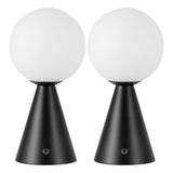 Helios 11.75" Modern Minimalist Globe Rechargeable/Cordless Dimmable Integrated LED Table Lamp with Touch Sensor Set 2