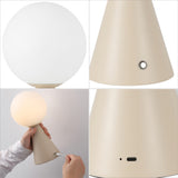 Helios 11.75" Modern Minimalist Globe Rechargeable/Cordless Dimmable Integrated LED Table Lamp with Touch Sensor Set 2