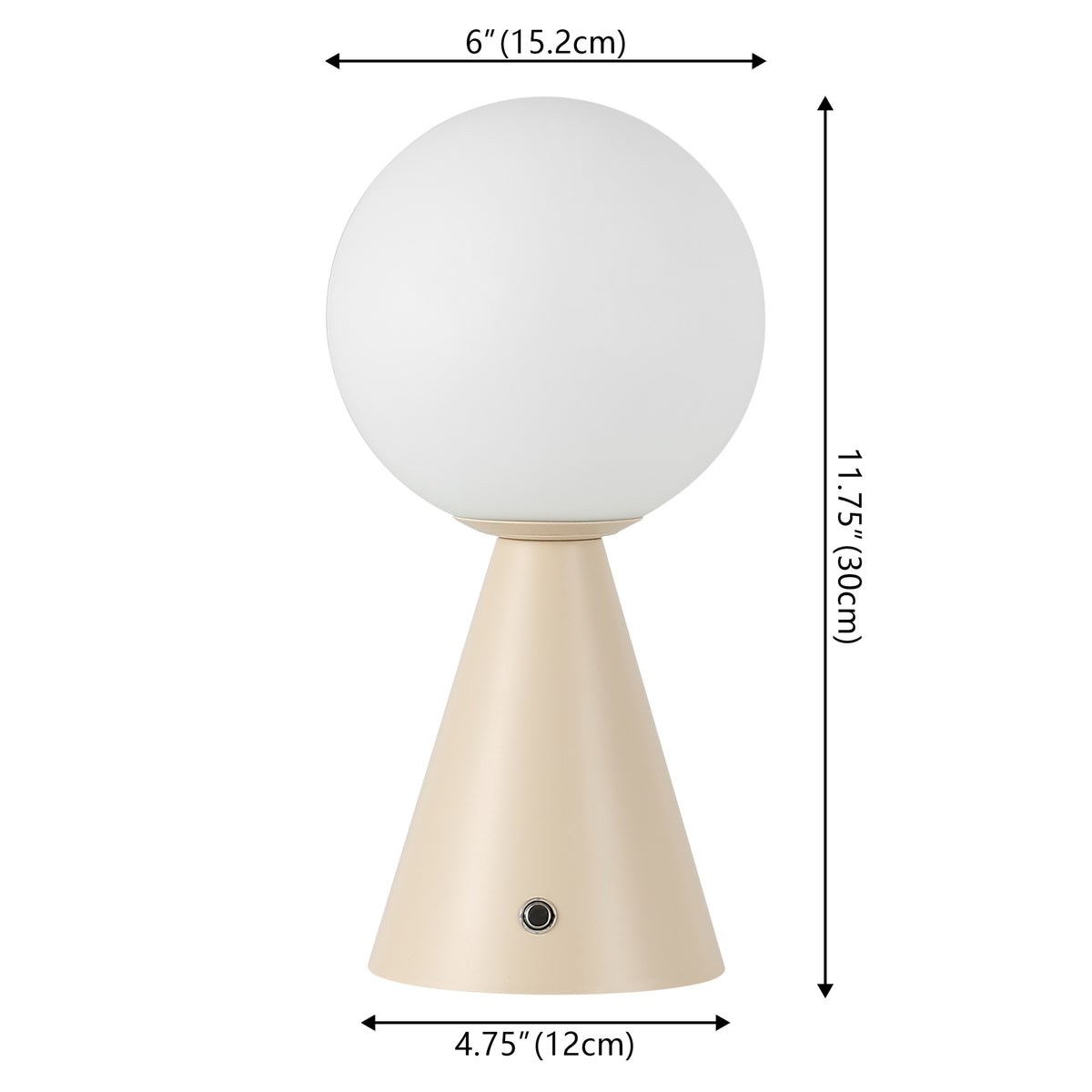 Helios 11.75" Modern Minimalist Globe Rechargeable/Cordless Dimmable Integrated LED Table Lamp with Touch Sensor Set 2