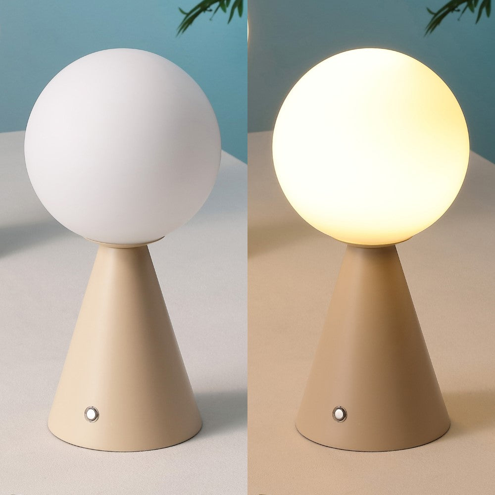 Helios 11.75" Modern Minimalist Globe Rechargeable/Cordless Dimmable Integrated LED Table Lamp with Touch Sensor Set 2