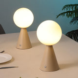 Helios 11.75" Modern Minimalist Globe Rechargeable/Cordless Dimmable Integrated LED Table Lamp with Touch Sensor Set 2