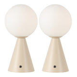 Helios 11.75" Modern Minimalist Globe Rechargeable/Cordless Dimmable Integrated LED Table Lamp with Touch Sensor Set 2