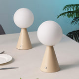 Helios 11.75" Modern Minimalist Globe Rechargeable/Cordless Dimmable Integrated LED Table Lamp with Touch Sensor Set 2