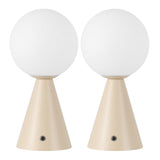 Helios 11.75" Modern Minimalist Globe Rechargeable/Cordless Dimmable Integrated LED Table Lamp with Touch Sensor Set 2