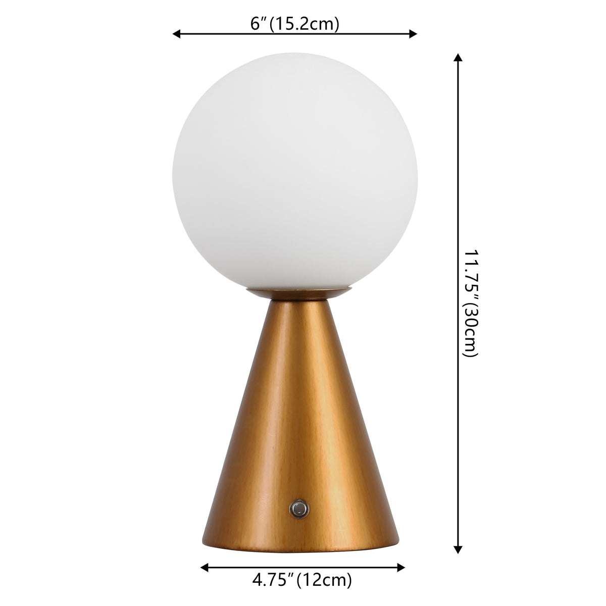 Helios 11.75" Modern Minimalist Globe Rechargeable/Cordless Dimmable Integrated LED Table Lamp with Touch Sensor Set 2