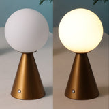 Helios 11.75" Modern Minimalist Globe Rechargeable/Cordless Dimmable Integrated LED Table Lamp with Touch Sensor Set 2