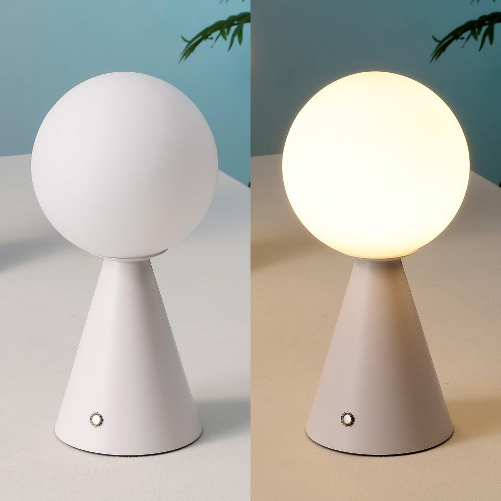 Helios 11.75" Modern Minimalist Globe Rechargeable/Cordless Dimmable Integrated LED Table Lamp with Touch Sensor Set 2