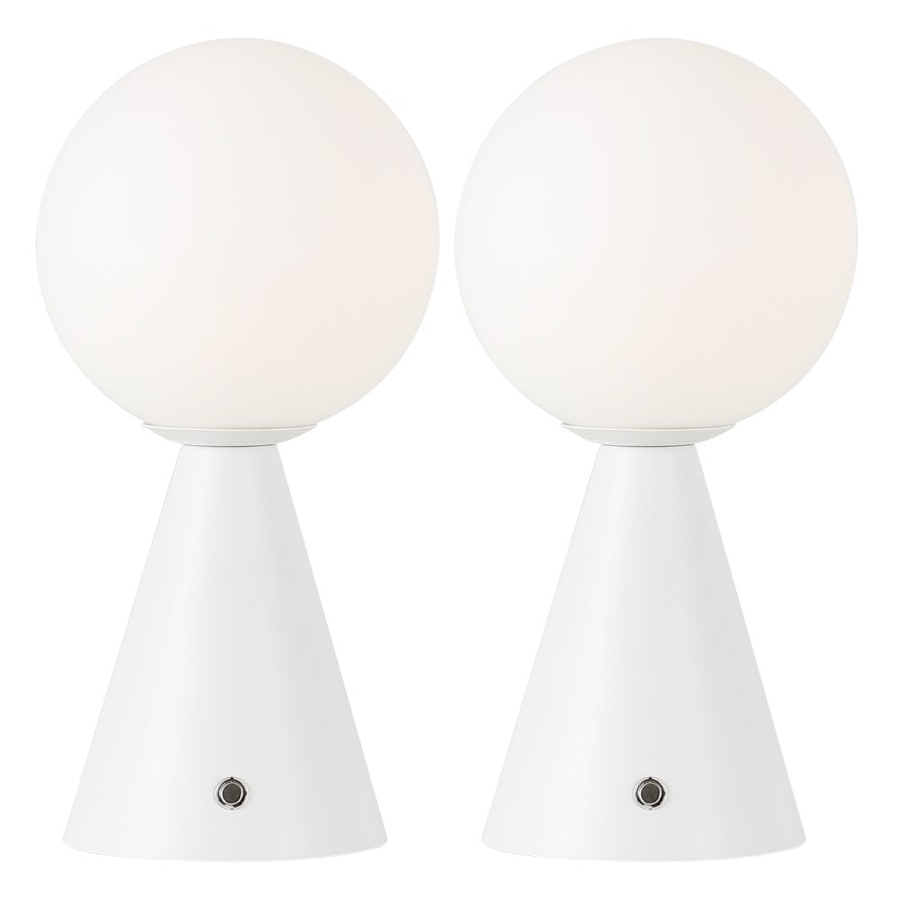 Helios 11.75" Modern Minimalist Globe Rechargeable/Cordless Dimmable Integrated LED Table Lamp with Touch Sensor Set 2