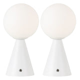 Helios 11.75" Modern Minimalist Globe Rechargeable/Cordless Dimmable Integrated LED Table Lamp with Touch Sensor Set 2