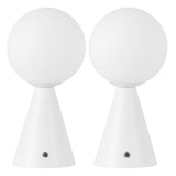 Helios 11.75" Modern Minimalist Globe Rechargeable/Cordless Dimmable Integrated LED Table Lamp with Touch Sensor Set 2