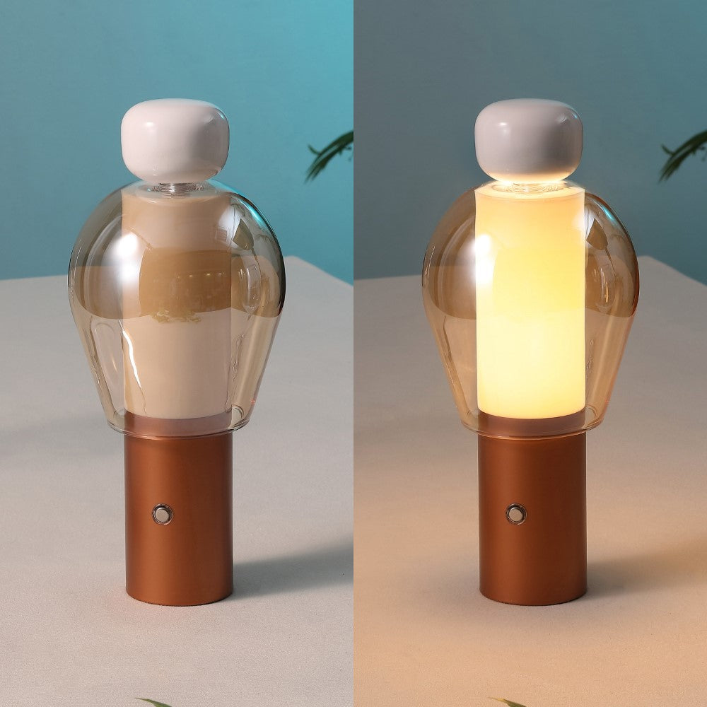 Vernis 10.75" Modern Glam Candle-Style Rechargeable/Cordless Dimmable Integrated LED Table Lamp with Touch Sensor