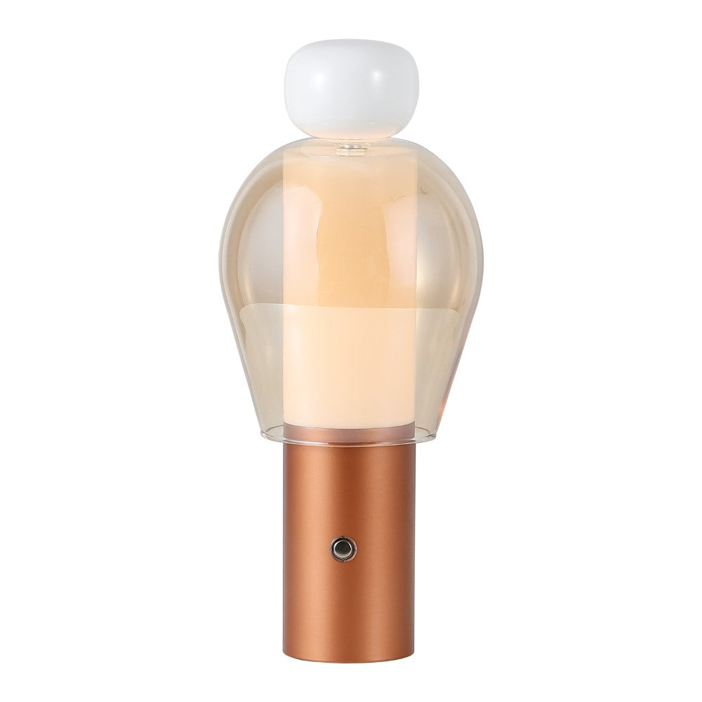 Vernis 10.75" Modern Glam Candle-Style Rechargeable/Cordless Dimmable Integrated LED Table Lamp with Touch Sensor