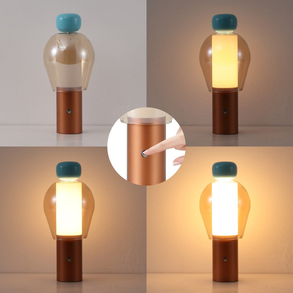 Vernis 10.75" Modern Glam Candle-Style Rechargeable/Cordless Dimmable Integrated LED Table Lamp with Touch Sensor