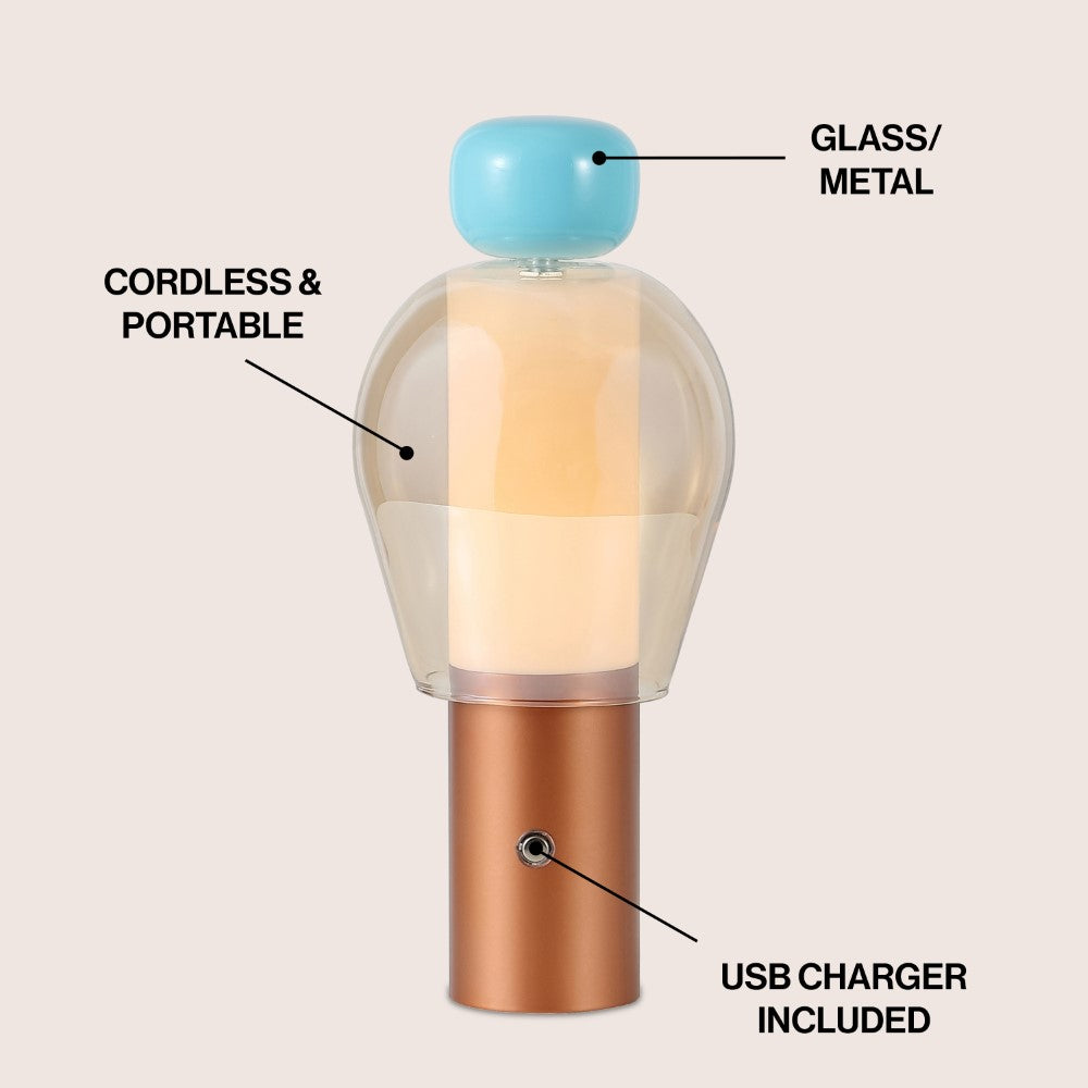 Vernis 10.75" Modern Glam Candle-Style Rechargeable/Cordless Dimmable Integrated LED Table Lamp with Touch Sensor