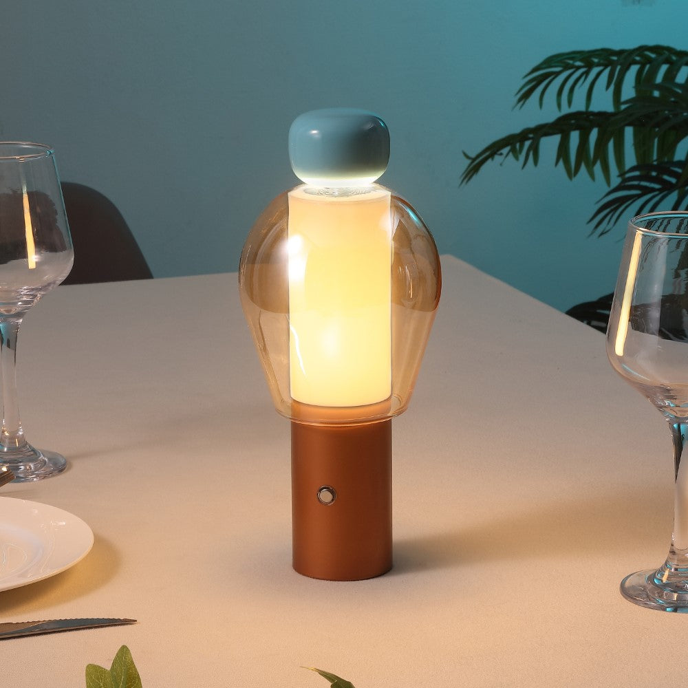 Vernis 10.75" Modern Glam Candle-Style Rechargeable/Cordless Dimmable Integrated LED Table Lamp with Touch Sensor